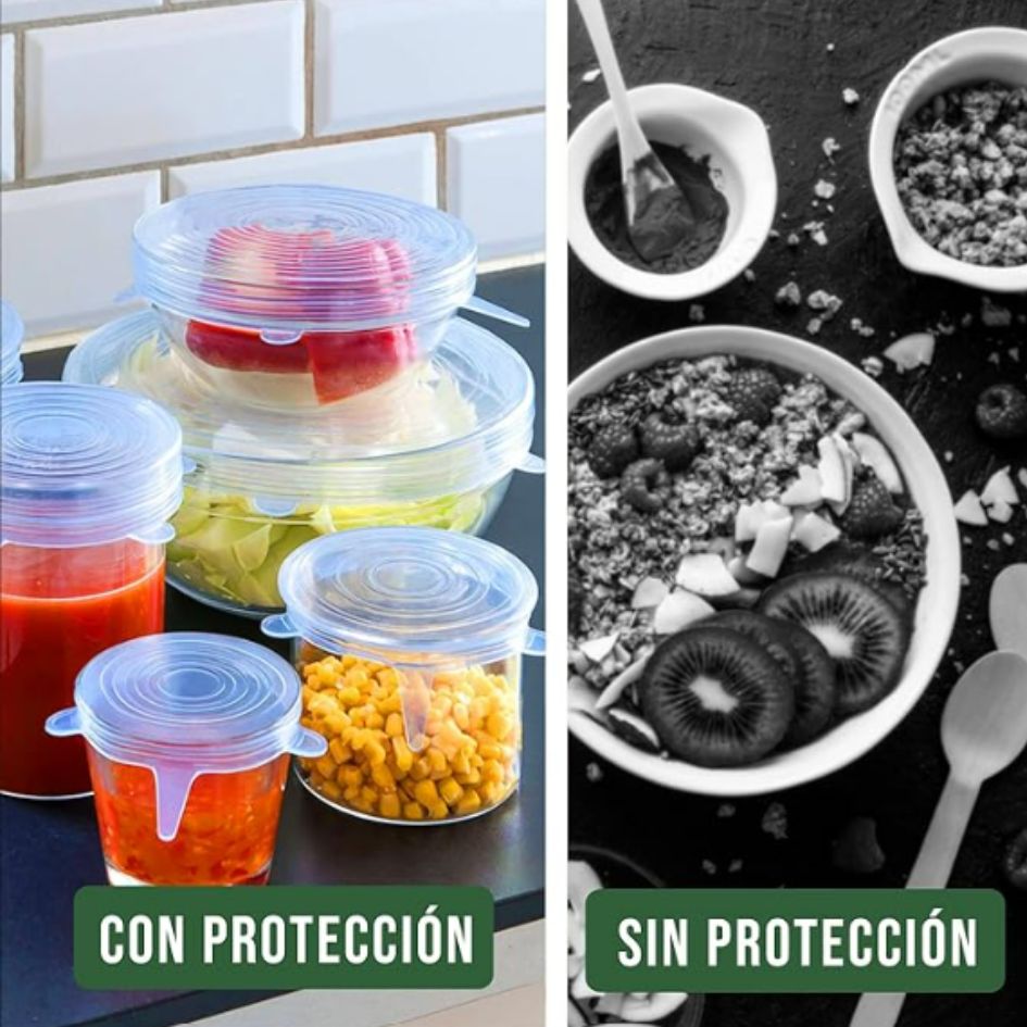 18 Tapas de Silicón Reutilizables para Alimentos