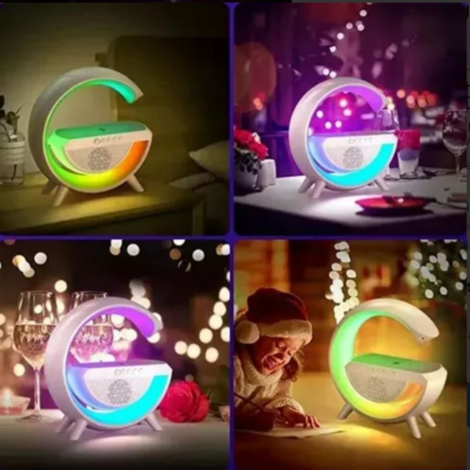 Bocina Bluetooth con Cargador Inalámbrico 15W y Luces RGB