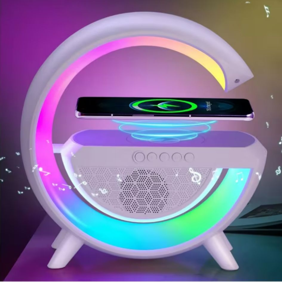 Bocina Bluetooth con Cargador Inalámbrico 15W y Luces RGB