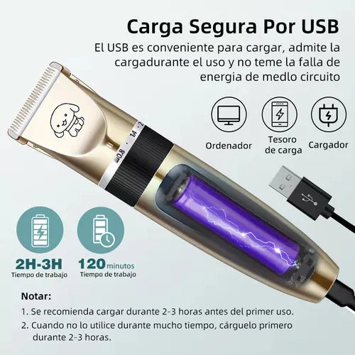 Máquina Cortapelo para Mascotas | Ultrasilenciosa 50 dB