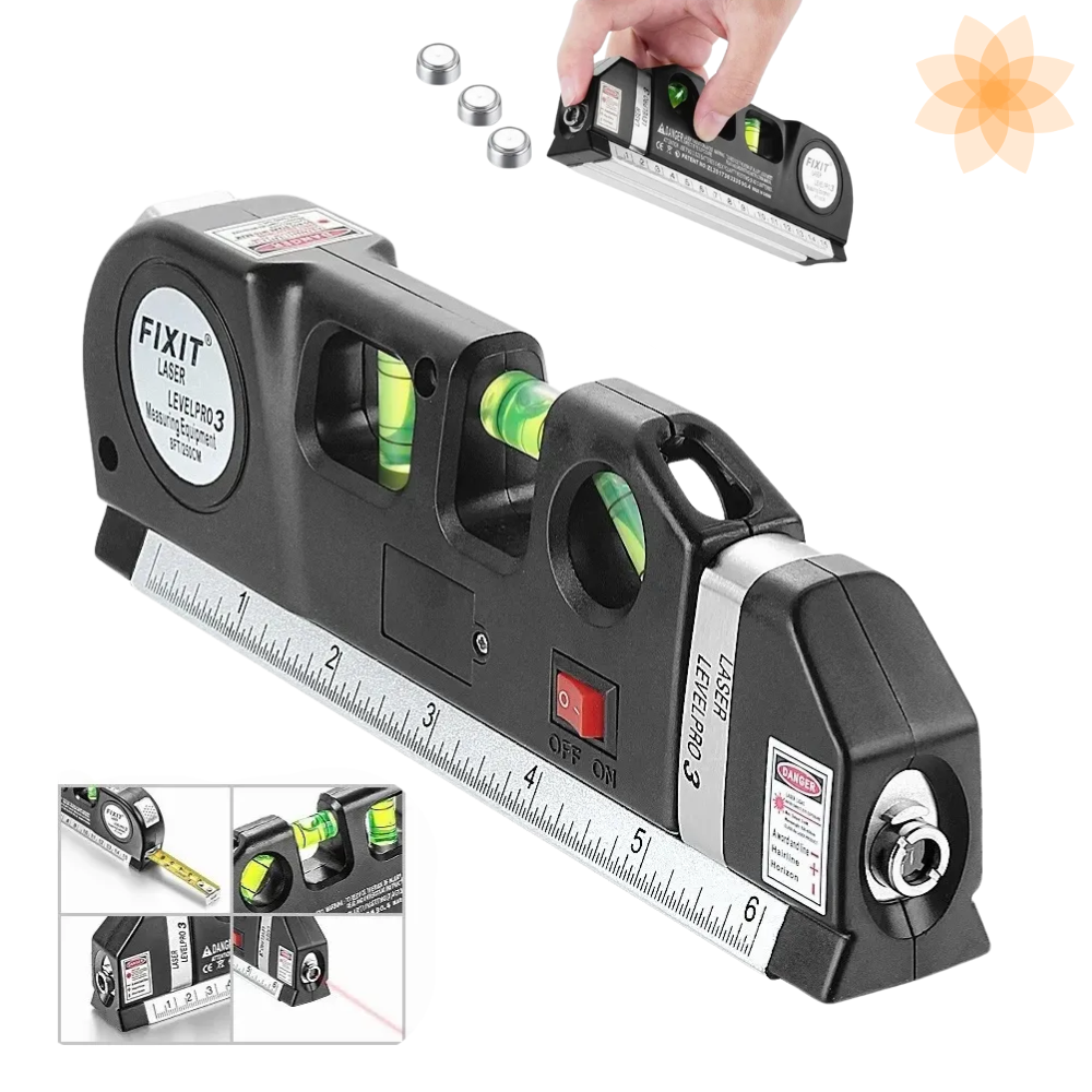 Nivel Láser con Flexómetro 2.5 m | Fixit Level Pro 3
