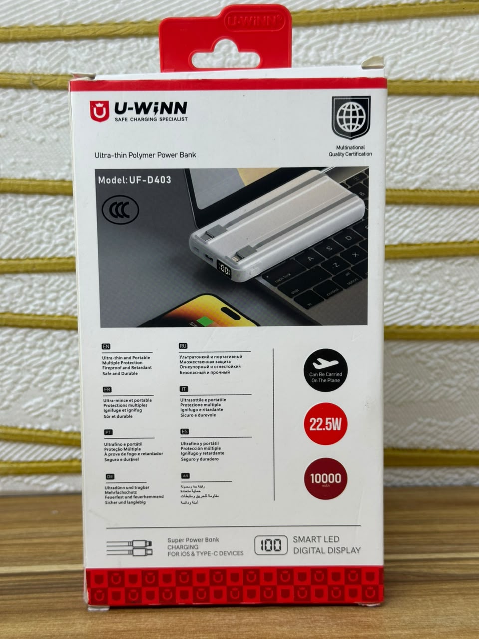 Power Bank 10,000 mAh 22.5W con Cables Integrados