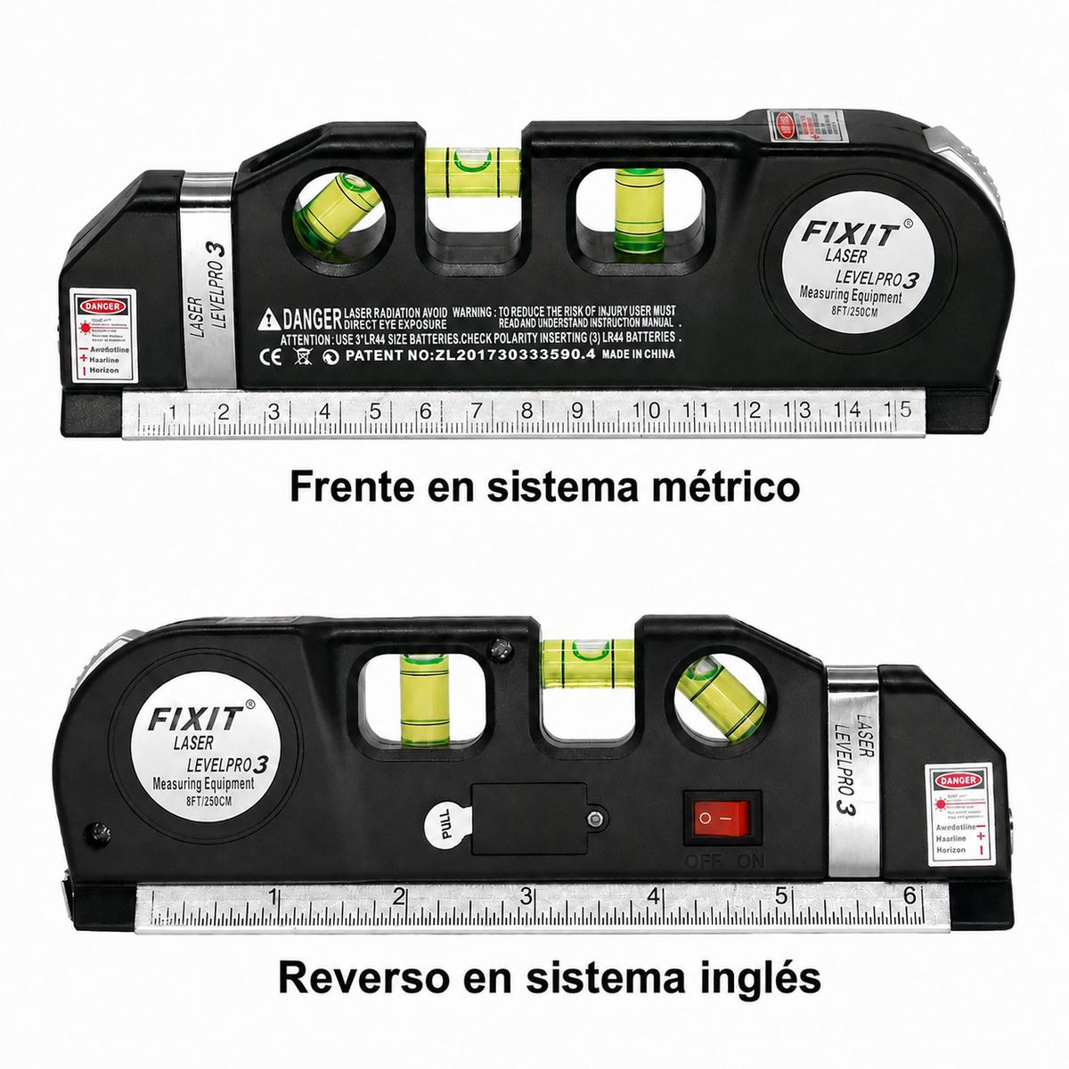 Nivel Láser con Flexómetro 2.5 m | Fixit Level Pro 3